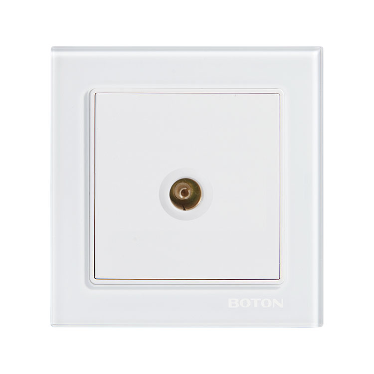 White Glass TV Wall Socket