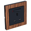 Home Wood Frame 13A Switched Socket with Lamp