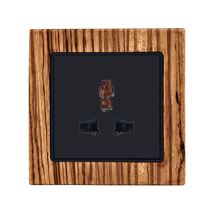 Wood Frame Decorator 3 Pin Universal Wall Socket