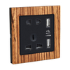 5 Pin Universal and USB Wood Decor Wall Switch Socket