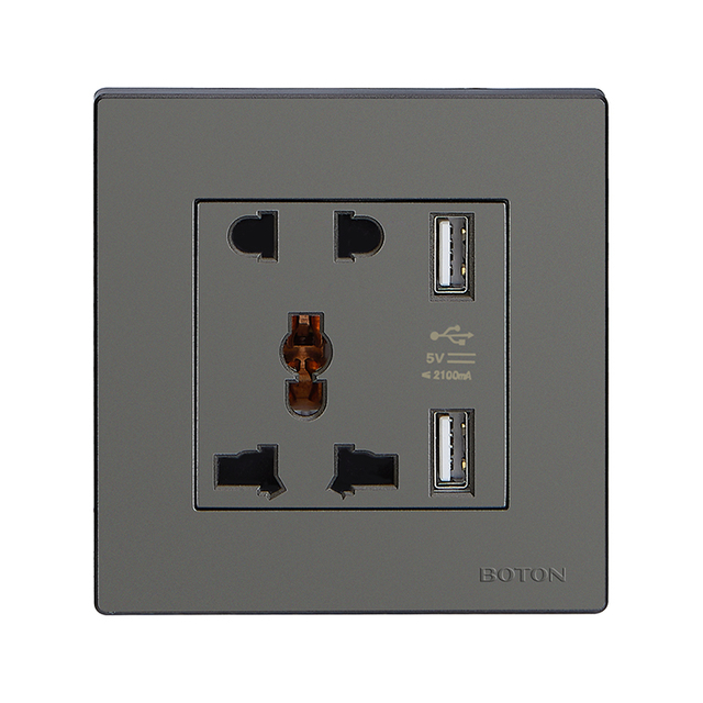 5 Pin Multi Functional Wall Socket with USB 