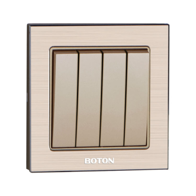 Aluminum Frame 4 Gang 2 Way Wall Switch