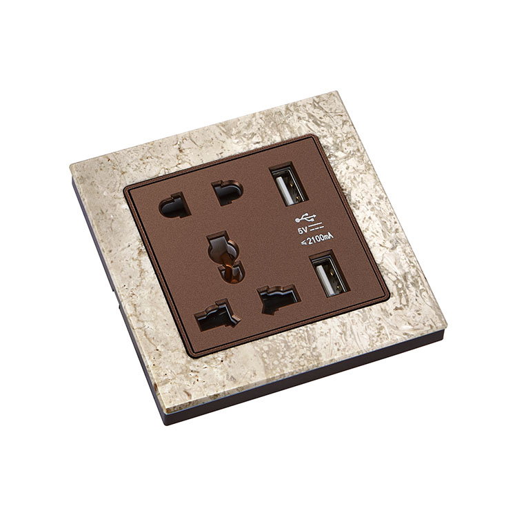 5 Pin Multi Functional with 2 USB Luxury Wall Socket