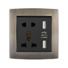 Flush Mounted 5 Pin Multi Functional Socket with USB Charging