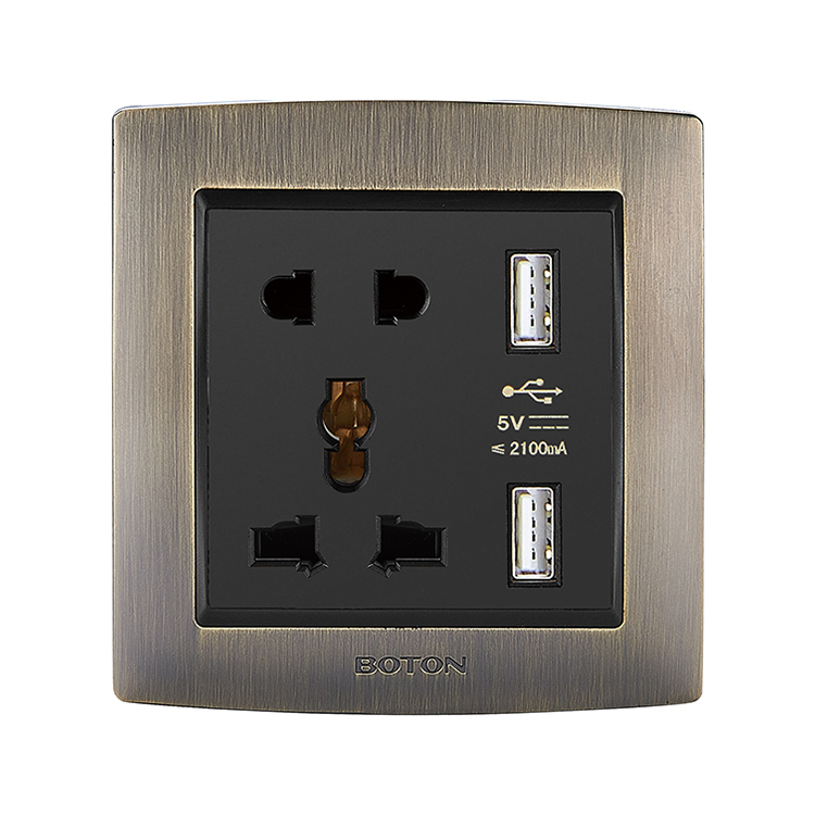 Flush Mounted 5 Pin Multi Functional Socket with USB Charging