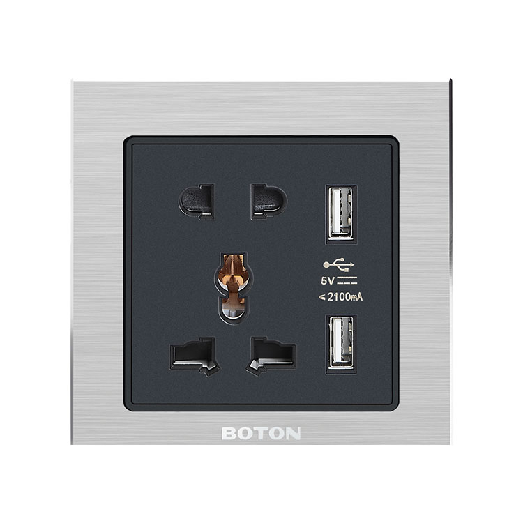 Hotel 5 Pin Universal Wall Switch Socket with 2 USB