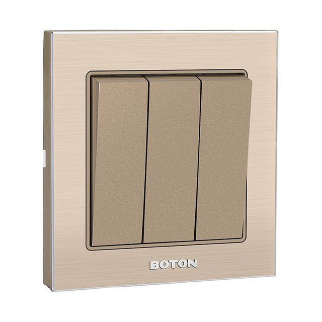 Light Brown Aluminum Frame 3 Gang 2 Way Wall Switch